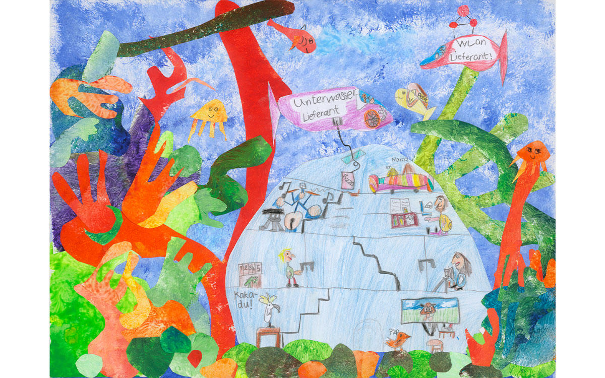 „Homeschooling im Korallenhaus – Ich und meine Mama schauen den Fischen zu“, Georg, 9 Jahre, aus Fronreute-Staig, Bild eingereicht bei der Volksbank Altshausen eG, ©BVR<br>1. Platz / Altersgruppe 1